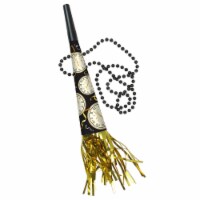 Ampro New Year's Fringed Horn Bead Necklace - Black/Gold Perspective: Main