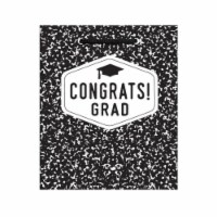 Ampro Congrats Grad Medium Glossy Gift Bag - Black/White Perspective: Main