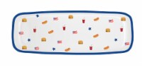 Ampro Patriotic White/Blue Long Plastic Platter Perspective: Main