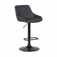 Anibal Contemporary Adjustable Barstool in Black Powder Coated Finish and Gray Faux Leather