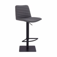 Carson Contemporary Adjustable Barstool in Black Powder Coated Finish and Gray Faux Leather