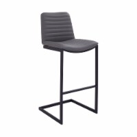 Lucas 30  Bar Height Barstool in Black Powder Coated Finish and Grey Faux Leather