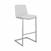Armen Living Lucas 30  Faux Leather and Stainless Steel Stool in White