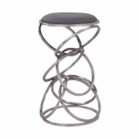 Medley 26  Counter Height Barstool in Brushed Stainless Steel Finish and Grey Faux Leather