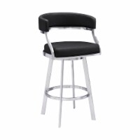 Armen Living Saturn 30  Faux Leather Bar Stool in Black