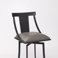 Brisbane 30  Bar Height Barstool in Matte Black Finish and Vintage Grey Faux Leather