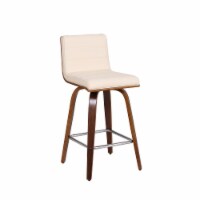 Vienna 26  Faux Leather Swivel Barstool in Beige and Walnut Wood