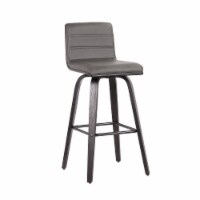 Vienna 30" Bar Height Barstool in Black Brushed Wood Finish with Gray Faux Leather