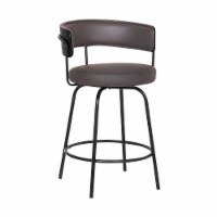 Avalon 30" Gray Faux Leather Swivel Barstool in Black Powder Coated Finish