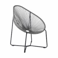 Armen Living LCACSIGRY Acapulco Indoor Outdoor Steel Papasan Lounge Chair with Grey Rope