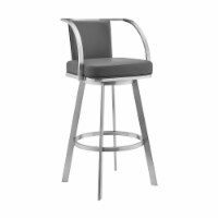 Livingston 30  Gray Faux Leather and Brushed Stainless Steel Swivel Bar Stool