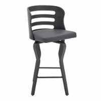 Verne 26" Swivel Gray Faux Leather and Black Wood Bar Stool