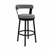 Bryant 26  Counter Height Swivel Bar Stool in Black Finish and Gray Faux Leather