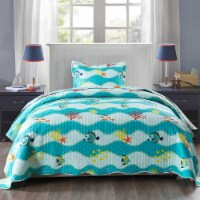 MarCielo Kids Beach Quilt Bedspread Set For Teens Girls Boys