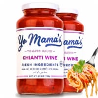 Yo Mama's Foods Gourmet Chianti Wine Pasta Sauce - (2) 25 oz Jars - No Sugar Added