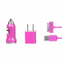 32pin USB Car Charger USB Wall Charger USB Cable Working with iPhone4 4S Hot Pink