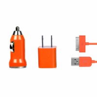 32pin USB Car Charger USB Wall Charger USB Cable Working with iPhone4 4S Orange