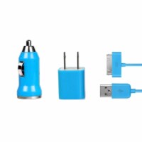 32pin USB Car Charger USB Wall Charger USB Cable Working with iPhone4 4S Blue