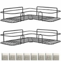 2Pcs Corner Shower Caddy Shelves Wall Mounted Basket Rack Bathroom Shampoo Holder Storage