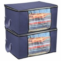 2Pcs Clothes Storage Bag 90L Large Capacity Foldable Closet Organizer with Thick Fabric Clear