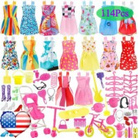 114Pcs Doll Clothes Set 11.5in Party Handmade Gown Outfit Doll House Accessories