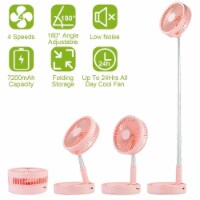 Portable Folding Desk Table Fan Quiet USB Rechargeable Telescopic Standing Floor Fan Pink