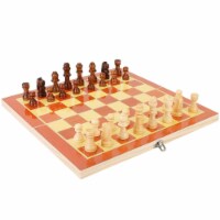 Folding Board Game Set Portable Travel Wooden Chess Set with Wooden Crafted Pieces Chessmen