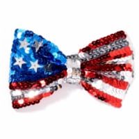 Forum Novelties  U.S. Flag Sequin Bowtie - White&#44; Blue & Red