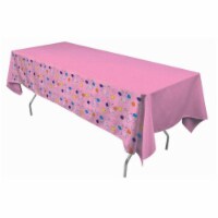 Easter Multicolored Table Cover With Bunnies And Eggs 54 by 72 Inches Pkg/1