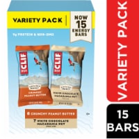 CLIF BAR Crunchy Peanut Butter and White Chocolate Macadamia Nut Energy Protein Bars Variety Pack Perspective: Main