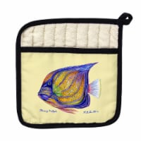 Betsy Drake PT677C Blue Ring Angelfish Yellow Pot Holder