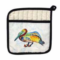 Betsy Drake PT984A Gertrude Pelican on White Pot Holder