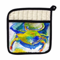 Betsy Drake PT1027 Blue & Yellow Crab Pot Holder