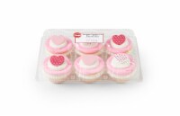Ukrop's Valentine Cupcakes Iced Pink & White Perspective: Main