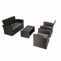 Baner Garden N87 4 Piece Outdoor Furniture Complete Patio PE Wicker Rattan Garden Set, Black
