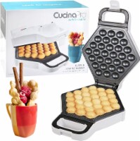 Bubble Waffle Maker- Electric Non stick Hong Kong Egg Waffler Iron - White
