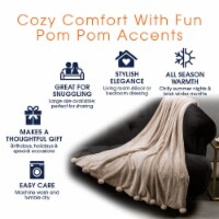 Cheer Collection Pom Pom Flannel Throw Blanket, Ultra Soft, Lightweight For Bed or Couch
