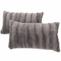 Cheer Collection Set of 2 Throw Pillows Reversible Faux Fur to Microplush - 12 x 20