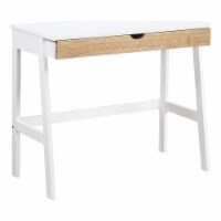 Olive & Opie Hilton Traditional Wood Desk in White and Natural