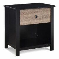 Olive & Opie Connelly Wood Nightstand in Black and Vintage Walnut