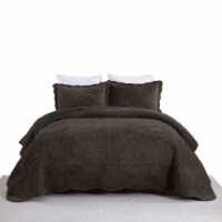 MarCielo 3 Piece Velvet Oversized Embroidery Quilt Set Soft and Plush Bedding Set King Perspective: Main