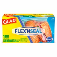 Glad FLEX'NSEAL Zipper Food Storage Sandwich Bags, 100 Count (Pack of 3)
