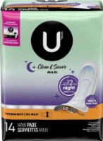 U by Kotex Maxi Pads, Overnight, Unscented 14 each (Pack of 48)