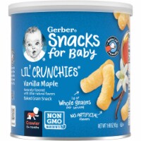 Gerber Snacks for Baby Lil Crunchies Baked Grain Vanilla Maple (Pack of 48)