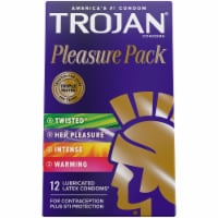 Trojan Pleasure Variety Pack Lubricated Condoms - 12 Count (Pack of 24)