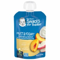 Gerber Peaches & Cream Yogurt Toddler Baby Food, 3.5 Oz Pouches (Pack of 32)