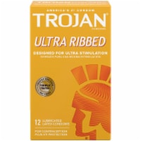 TROJAN Ultra Ribbed Premium Lubricated Condoms, 12 Count (Pack of 14)