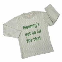 Organic Cotton Tees Long Sleeve - Sage Stripe Mommys Got an Oil 2-4 year
