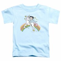 Boop-Unicorn & Rainbows - Short Sleeve Toddler Tee - Light Blue&#44; Small 2T