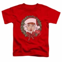 Lucy-Wreath Short Sleeve Toddler Tee&#44; Red - Medium 3T